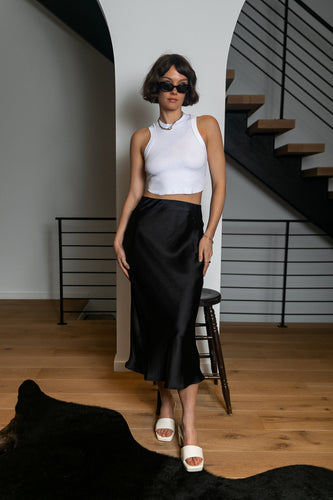 Just a Sensation Satin Midi Skirt