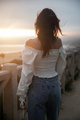 Rozely: Racquel Linen Top in White