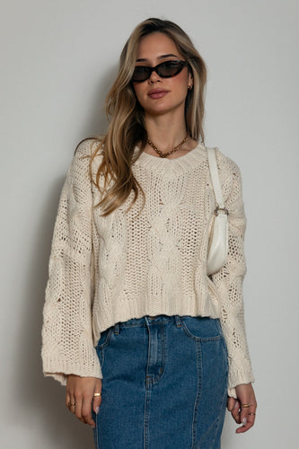 Morning Frost Cable Knit Sweater